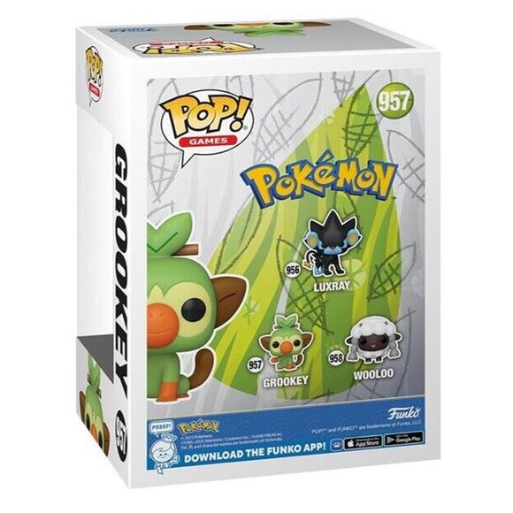 🔥Funko POP! Games - Pokemon Grookey Flocked Limited Exclusive Figure #957 NWT🔥 - Picture 3 of 3